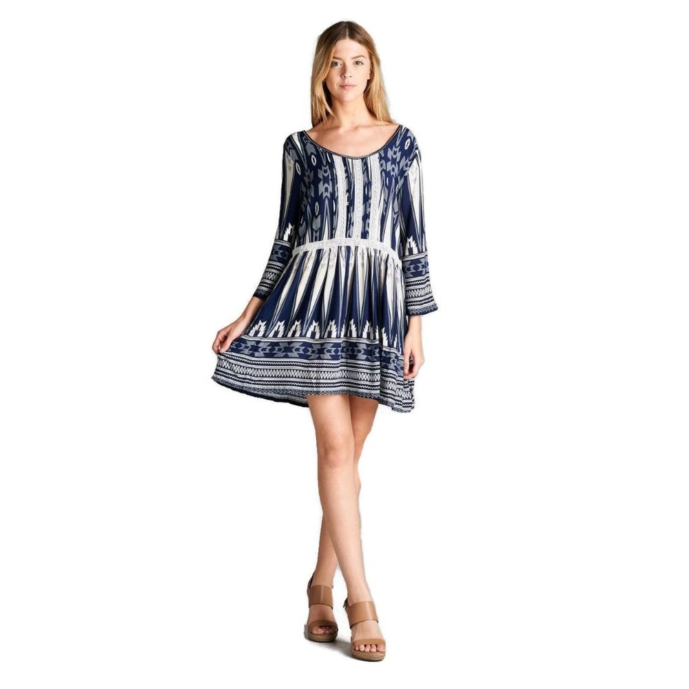 VELZERA Geometric Mini Dress, Blue